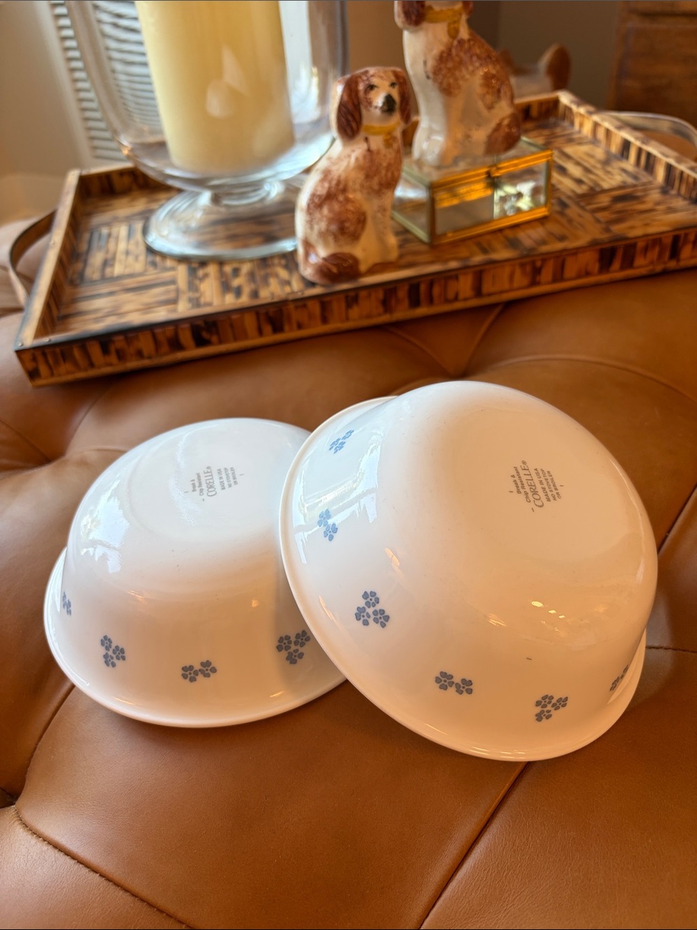 Pair 6 1/4”  corelle 2 bowls Provincial blue flowers. Cereal bowls